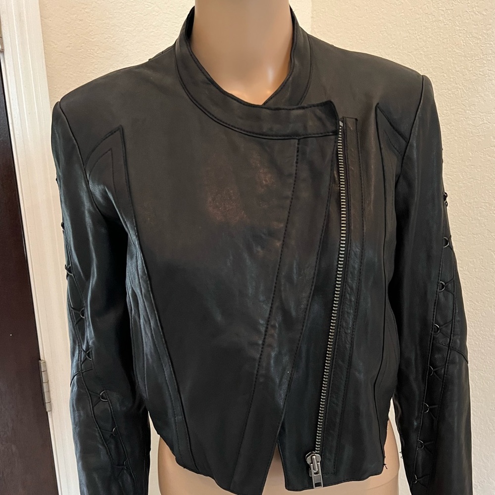 Vintage Helmut Lang Crop Lambskin Leather Jacket